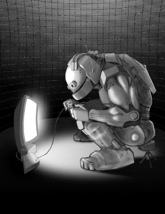 Game Testing Robot Concept Illustration