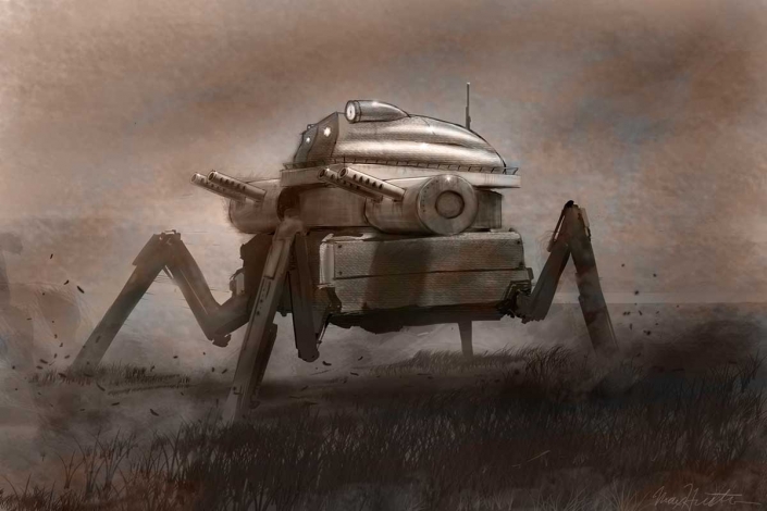 Post Apocalyptic Tank Concept Illustration